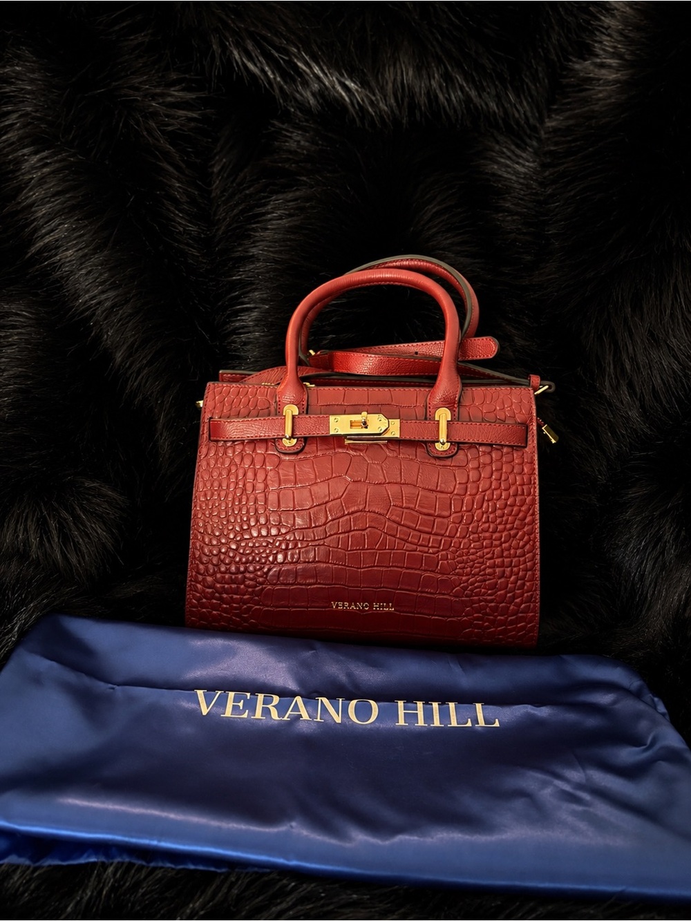 ⭐️Brand new ! Without tag 🏷️ Verano Hill Red Croc-Embossed Top-Handle Satchel